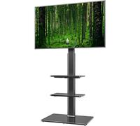 Universal Floor TV Stand with Swivel Mount for 19 to 43 inch LCD LED TV, 3 Shelves Black HT3001BP