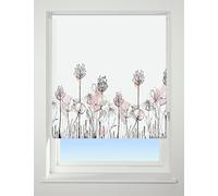 UNIVERSAL Floral Border Patterned Thermal Blackout Roller Blind, Pink, W150cm