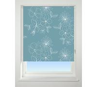 UNIVERSAL Floral Cluster Patterned Thermal Blackout Roller Blind, Teal, W180cm