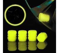 Universal Fluorescent Tire Valve Caps,Glow-in-The-Dark Car Tire Valve Cap,Bicycle Stem Covers,Waterproof Luminous Car Tire Valve Cap,NoTool-Required Accessories for Safe Night Driving (Yellow, 12 Pcs)