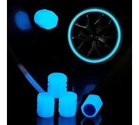 Universal Fluorescent Tire Valve Caps,Glow-in-The-Dark Car Tire Valve Cap,Bicycle Stem Covers,Waterproof Luminous Car Tire Valve Cap,NoTool-Required Accessories for Safe Night Driving (Blue, 12 Pcs)