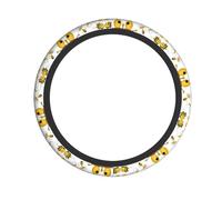 Universal Flying Bees Daisy Honey Print Steering Wheel Cover â€“ Breathable Car Steering Wheel Cover for Cars, Trucks, SUVs, and ATVs