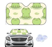 Universal Folding Foil Sun Shade, Green Frog Cute Car Windscreen Sunshades, Car Windshield Cover All Weather, Car Accessories, Screen Protector Cars SUVs Vans 140× 70 cm