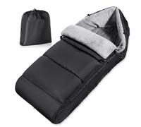 Universal Footmuff for Pushchair, Waterproof Cosy Toes for Baby Pram Stroller Buggy with Adjustable Zip, Easy Access, Detachable & Durable, Warm Thick Cationic Fabric, Washable, Elegant Black