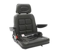 Universal Forklift Seat, PVC Tractor Seat with Adjustable Backrest & Automatic Retractable Seat Belt & Armrests & Headrest, for Tractors, Harvesters, Agricultural Vehicles, Forklifts, Loaders (Black)