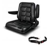 Universal Forklift Seat with Adjustable Mounting Holes, Armrests, Safety Belt & Micro Switch Foldable Tractor Seat for Mowers, Skid Steer Loaders, Telehandler(23x28cm/9.1x11in)
