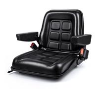 Universal Forklift Seat with Adjustable Mounting Holes, Armrests,Safety Belt & Micro Switch - Foldable Tractor Seat for Mowers,Skid Steer Loaders,Backhoe,Telehandler (with armrest and seat belt)