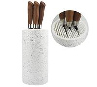 Universal Freedom Knife Storage Stand, Multi-Functional Knife Block Holder, PP Resin Round Knife Holder, Unique Design Slot to Protect Blades Detachable for Easy Cleaning (White Snowflake Dots)