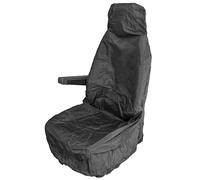 Universal Front Car Seat Covers Pair - Black - Durable Polyester Fabric - Protects Against Wear, Spills & Dirty - Easy Fit for Most Cars, Vans & SUVs