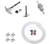 UNIVERSAL FUEL SET : FUEL TAP M10x1 + HOSE + FILTER + HOSE CLAMP MOTORCYCLE MOPED ROLLER MOTO VESPA PIAGGIO ZUNDAPP KREIDLER PEUGEOT MOTOBECANE OIL PETCOCK INLINE VALVE ON/OFF PETROL
