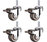 Universal Fur Casters Wheels 360° Swivel & Silent with Brake M6 x 15mm Threaded Stem Heavy Du Design for Tables Trolleys & Office Chairs