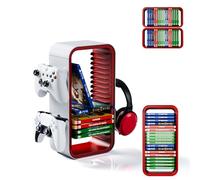 Universal Games Storage Tower Pro - for Up to 18 Games - with Controller Holder for up to 4 Gamepads - Gaming Accessories for PS5, PS4, PS3, Xbox X/S/One, Switch 1 + 2, Switch OLED, BluRay,
