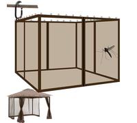 Universal Gazebo Mosquito Netting Replacement 10x12 ft - Outdoor Patio Bug Sn Mesh Sidewalls for ct Protect Brown Garden Canopy Cover