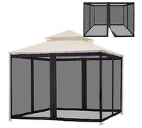 Universal Gazebo Mosquito Netting Replacement, 4-Panel Gazebo Curtain Screen Sidewalls with Zipper & Hooks for Outdoor Patio Garden Canopy and Pergola Fly Insect Protection