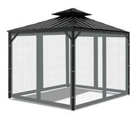 Universal Gazebo Mosquito Netting Replacement, 4-Panel Gazebo Curtain Screen Sidewalls with Zipper & Hooks for Outdoor Patio Garden Canopy and Pergola Fly Insect Protection (Grey, 10'×10')