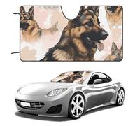 Universal German Shepherd Dog Car Windshield Sun Shade Foldable 51"x28", Reflective Sunshade with Suction Cups, UV Blocking Front Window Cover for Truck SUV Sedan, Keeps Vehicle Interior Cool