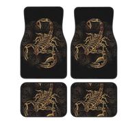 Universal Gold Scorpion Print Car Foot Mat Four-Piece Set Stylish, Durable Floor Mats