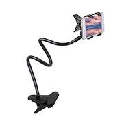 Universal Gooseneck Cell Phone Holder with Clip, Lazy Bracket Flexible, Long Arms Mount and 360 Degrees Rotation Adjustable, Sturdier Durable for Bed Car Home Tables Bookshelves Office (black)