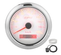 Universal GPS Speedometer 85mm Speed Gauge with Adjustable Backlight High Accuracy 0 200KM/H Display for Car Boat Marine Yacht RV Stainless Steel ABS 3.3 Inch (White)
