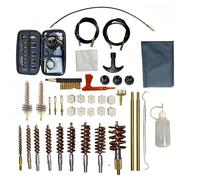 Universal Gun Cleaning Kit with 13.4"/34cm Rigid Brass Rods & 3Pcs Pull-Through Steel Flex Cables for .17, .22, .243, .30, .357/.38/9mm, .45Cal, 12GA with adapter, Lint Free Silicone Cloth