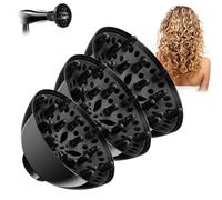 Universal Hair Diffuser, Diffuser Attachment for Hairdryer, Diffuser Hairdryer Attachment, Hair Dryer Diffuser Attachment,Professional Salon Tool for Natural Curly Wavy Hair -Black (3)