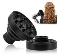 Universal Hair Diffuser for Hair Dryer Silicone Foldable Hair Diffuser for Curly Hair Adaptable to Hair Dryer Diameter 4.5 to 5.5 cm Black