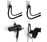 Universal Hair Dryer Holder, Blow Dryer Hanger Hook Wall Mount for Hair Dryer, Towels, Flat Iron,Hair Straightener &Cord Organizer for Cabinet Bathroom - Self Adhesive/Drilling - 2 Pack