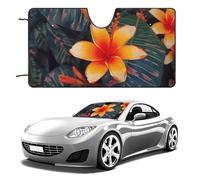 Universal Hawaii Tropical Flower Car Windshield Sun Shade Foldable 51"x28", Reflective Sunshade with Suction Cups, UV Blocking Front Window Cover for Truck SUV Sedan, Keeps Vehicle Interior Cool