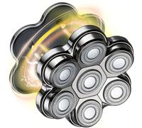Universal Head Shaver Replacement Heads Magnetic 7 Blades Head Shavers Replacement Blades Compatible with Freebird Shaver & Other Brands (hmsilver7)