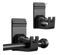 Universal Heavy Duty Curtain Rod Brackets, No Drill Curtain Rod Brackets with Adhesive & Invisible Nail, 30+LB Load Curtain Rod Holders, Damage Free Curtain Rod Hooks for Wall, Bathroom, Kitchen 2PC