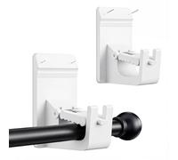 Universal Heavy Duty Curtain Rod Brackets, No Drill Curtain Rod Brackets with Adhesive & Invisible Nail, 30+LB Load Curtain Rod Holders, Damage Free Curtain Rod Hooks for Wall, Bathroom, Kitchen 2PC