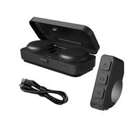 Universal Helmet Communication System Earpieces - Rechargeable Power Bank Box Type C Cable Stereo Sound Speakers | Biker Scooter Commute Safety Phone Answer LCD Display Sports Construction