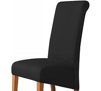 Universal High Elasticity High Back Chair Cover - XL Size Flannel Dining Room & Office Chair Protector Stretchable Slipcover for Home Kitchen Black (60-75cm)