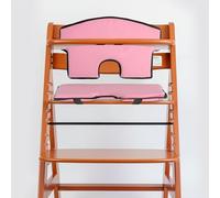 Universal highchair seat Cushion and backrest Cushion Set, 2-Piece, in Pink, Foam Inner Filling, Polyester Outer Cover, Cut-Out for 5-Point Harness System