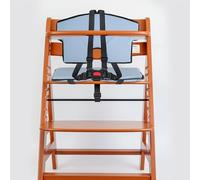 Universal highchair seat Cushion and Harness System Set, 6-Piece, Cushion in Blue, 5-Point Harness in Black, Children's Wooden highchair Complete Set with seat Cushion, Safety Harness, Harness pad