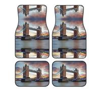 Universal Historic Old Tower Bridge London Print Car Floor Mats - Four-Piece Set for Front & Rear, Durable for SUV, Sedan, Van, Truck