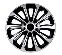 Universal Hubcaps 14 15 16 Inch 4 Piece Set Black and Silver Strong NRM