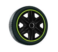 Universal Hubcaps 15 Inch Fast Lux Green Set of 4 Durable Adjustable