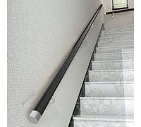 Universal Indoor Round Safe Railing for Steps 4.9ft Black Metal Grab Bar Attic Guardrail for Home & Villa Secure il for Enhanced Safe