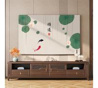 Universal Indoor TV Cover Modern Simple Dustproof Protector for 32-80 Inch Soft Polyester Fabric Decorative Cover for Living Room, Bedroom, Home Theater Monitors-flower3||32inch