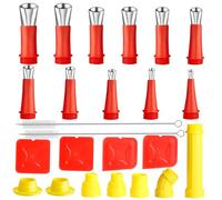 Universal Integrated Rubber Nozzle Tool Kit, 24Pcs Reusable Finisher Tool with Connection Base, Stainless Caulking Nozzle Tips, Glue Silicone Sealant Finishing Tool for Bathroom, Kitchen