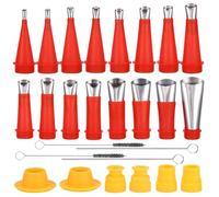 Universal Integrated Rubber Nozzle Tool Kit, 30pcs Silicone Nozzles Kit, Stainless Caulking Nozzle Tips with Base with Cleaning Brush, Reusable Caulking Sealant Nozzle for Kitchen Bathroom Brick Joint