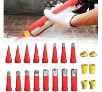 Universal Integrated Rubber Nozzle Tool Kit, Reusable Caulking Nozzle Applicator Finishing Tool, Easy Caulking Finisher Set Stainless Steel Caulking Nozzle Coating Tips for Home Use (22pcs)