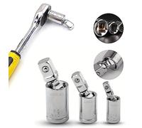 Universal Joint Socket Swivel Adapter 3 Piece Set,1/2", 3/8", and 1/4" Universal Joint Set Ratchet Angle Extension Bar Socket Adapter,360 Degree Rotation Joint Sockets for Ratchet Wrench Adapter