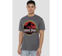 Universal Jurassic Park Stone Logo T-Shirt, Charcoal | Size: Small Universal Charcoal S