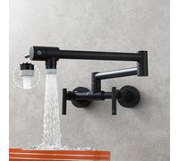Universal Kitchen Faucet Wall-Mounted Pu Sink Mixer Foldable & Swivel Design Black Dual-Mode Water Tap for Kitchen Sinks Modern & Stylish (Schwarz Dual Mode)