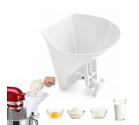 Universal kitchen Flour Funnel for Stand Mixer, Fits Most 3.5-7Qt Bowl | Fits most stand mixers & 3.5-7Qt bowls (stainless steel, glass, ceramic). Remove before adjusting mixer head.Dishwasher Safe