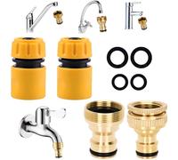 Universal Kitchen & Garden Tap Hose Connector Kit - Indoor/Outdoor Quick-Connect Adapter for Mixer Taps, Sink Faucets, and Hosepipes (Brass Fittings, Hose Attachments & Standard Threads)