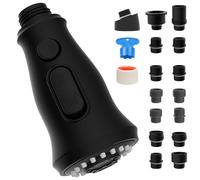 Universal Kitchen Sink Faucet Head, 3 Modes, 15 Adapters, Matte Black | NSF/ANSI/CAN 372 Certified, Pull Down Kitchen Faucet Head Replacement Compatible with American Standard/Kohler/Moen/Delta