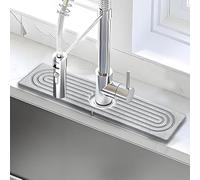 Universal Kitchen Sink Faucet Mats with Drain Hole, Water Absorption Stone Sink Splash Guard, Bathroom Countertop Fast-Drying Diatomite Tray, Non-Slip Dish Draining Mat Faucet Cover for Kitchen